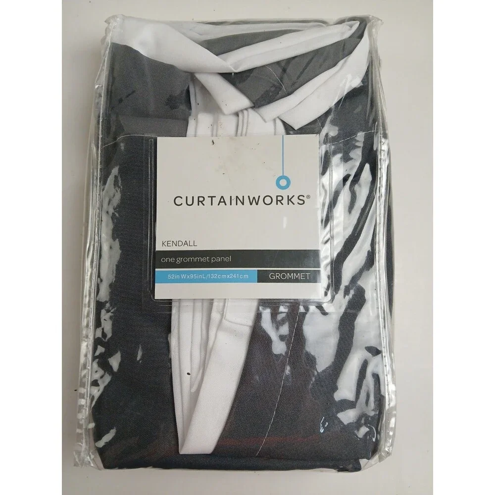 Curtain Works Kendall Lined Colorblock Grommet White 52 X 95 CT12